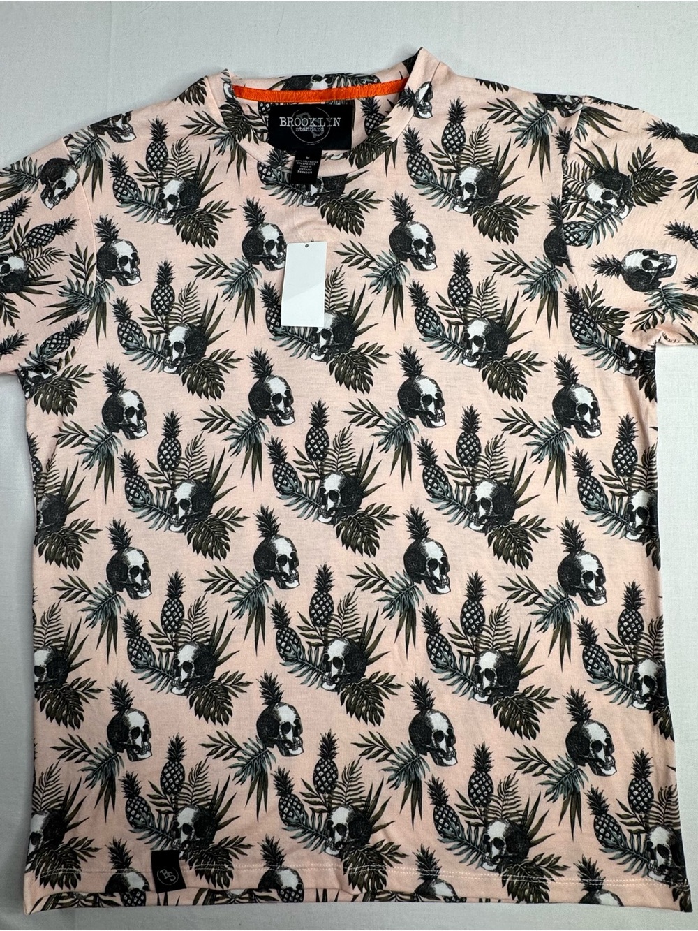 Brooklyn Short-Sleeve Pink Skull & Palm Print Tee